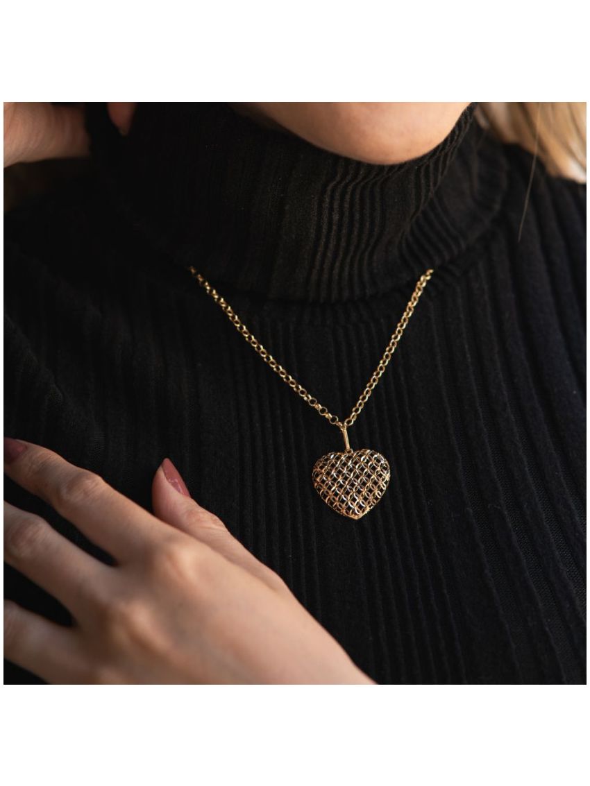 Pingente de Ouro 18k Coração Vazado Grande