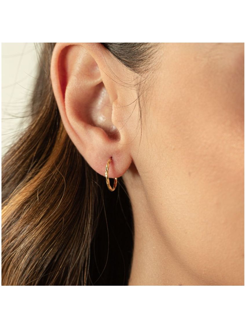 Brinco de Argola Ouro 18k Fio Quadrado Torcido Médio