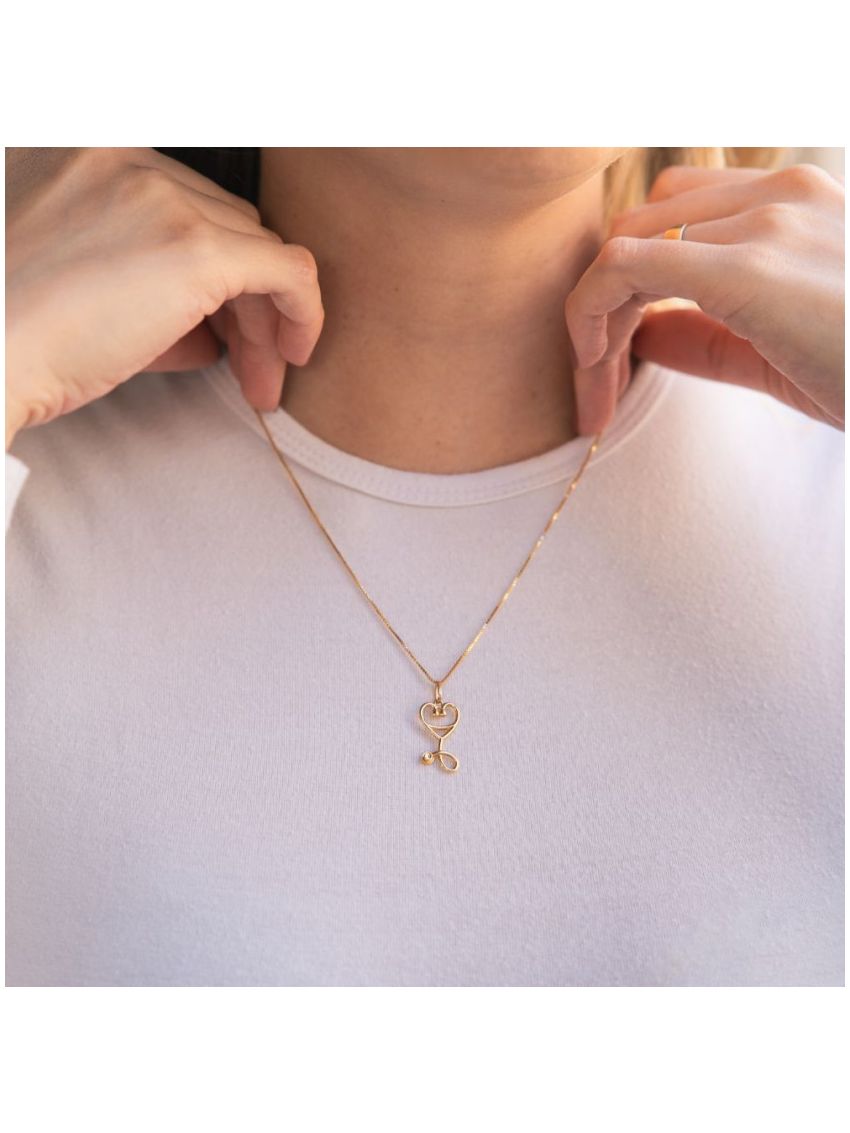 Pingente de Ouro 18k Estetoscópio