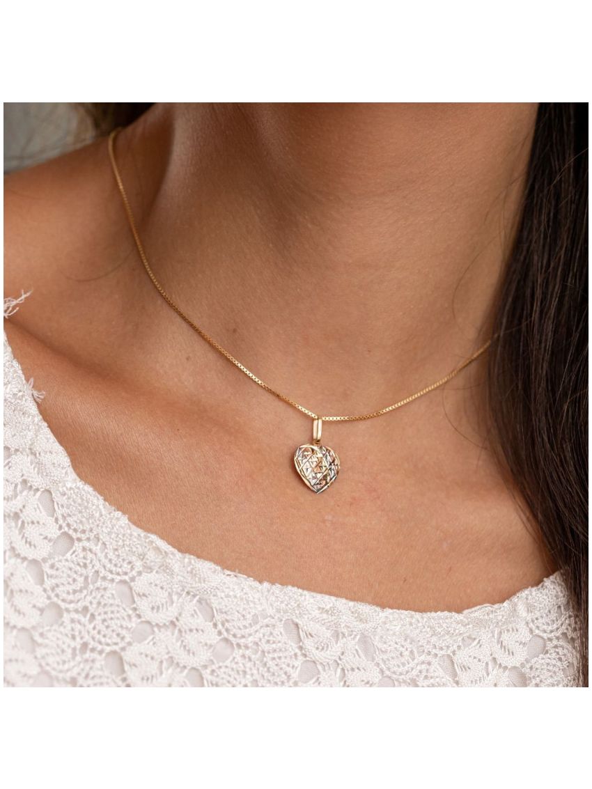 Pingente de Ouro Pequeno Coração Tricolor