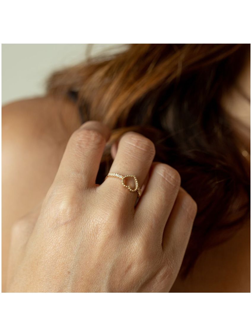 Anel Feminino de Ouro 18k Coração