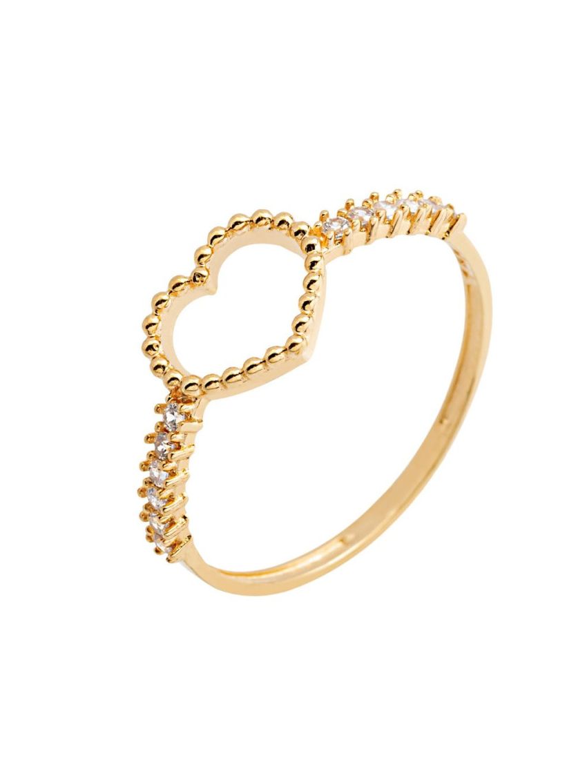 Anel Feminino de Ouro 18k Coração