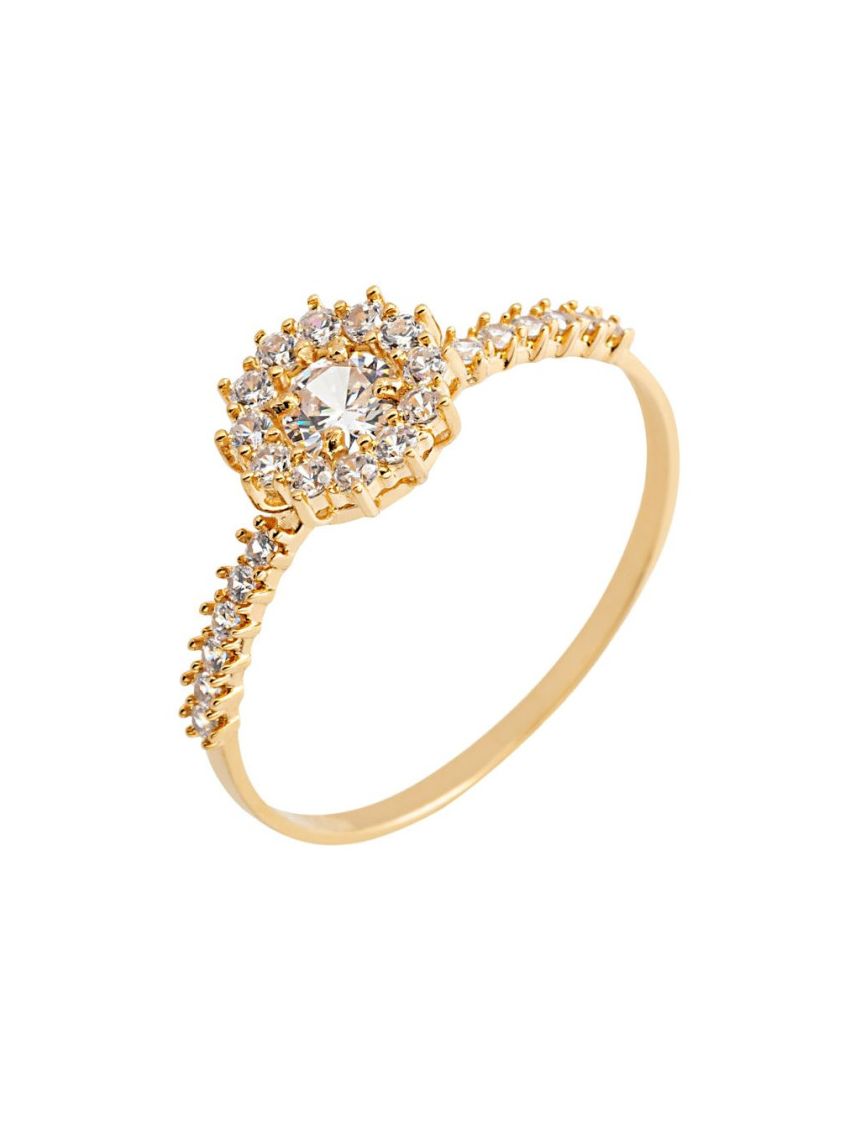 Anel Feminino de Ouro 18k Com Pedras