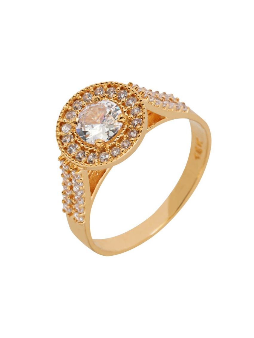 Anel Feminino de Ouro 18k Com Pedras
