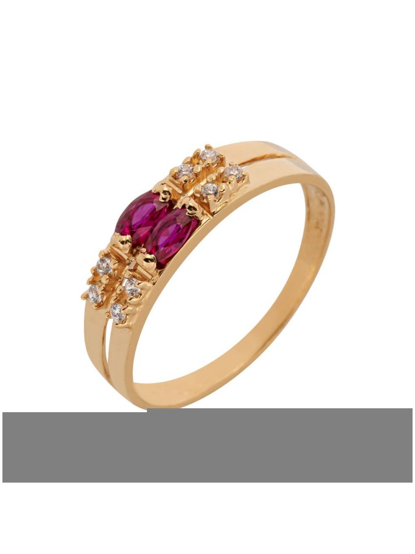 Anel Feminino de Ouro 18k Pedras