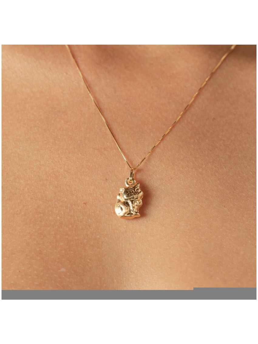 Pingente de Ouro 18k Gato