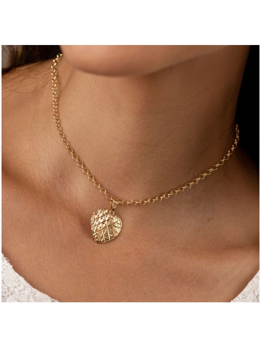 Pingente de Ouro 18k coração médio abaulado