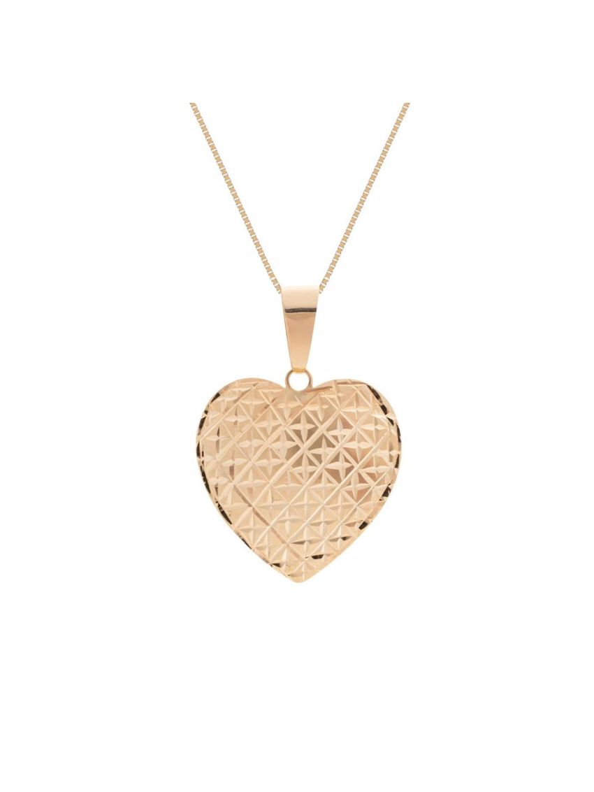 Pingente de Ouro 18k coração médio abaulado