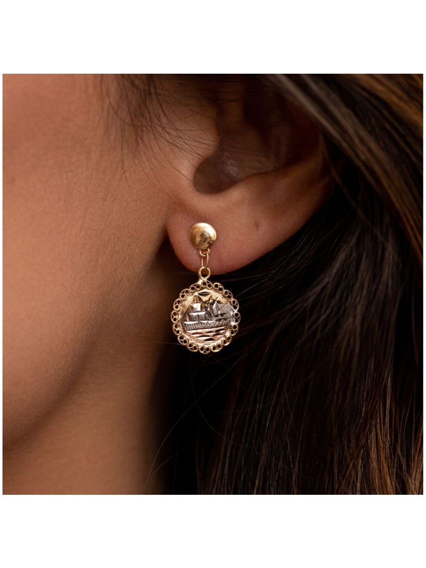 Brinco Feminino de Ouro 18k Escrava Tricolor