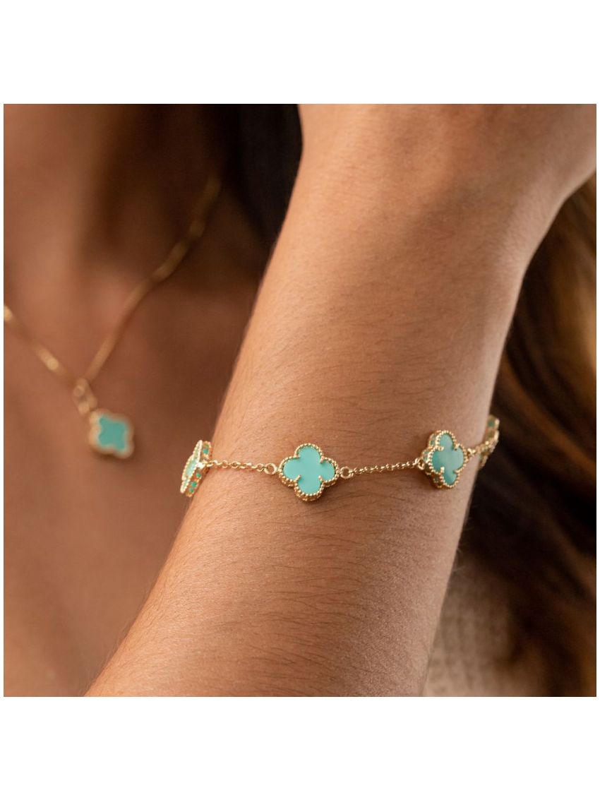 Pulseira Feminino de Ouro 18k Trevo