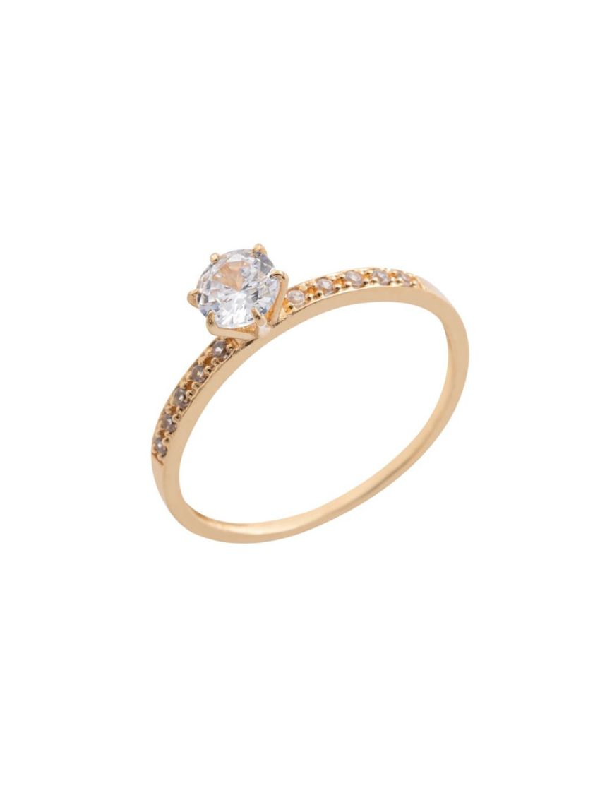 Anel Feminino de Ouro 18k Solitário