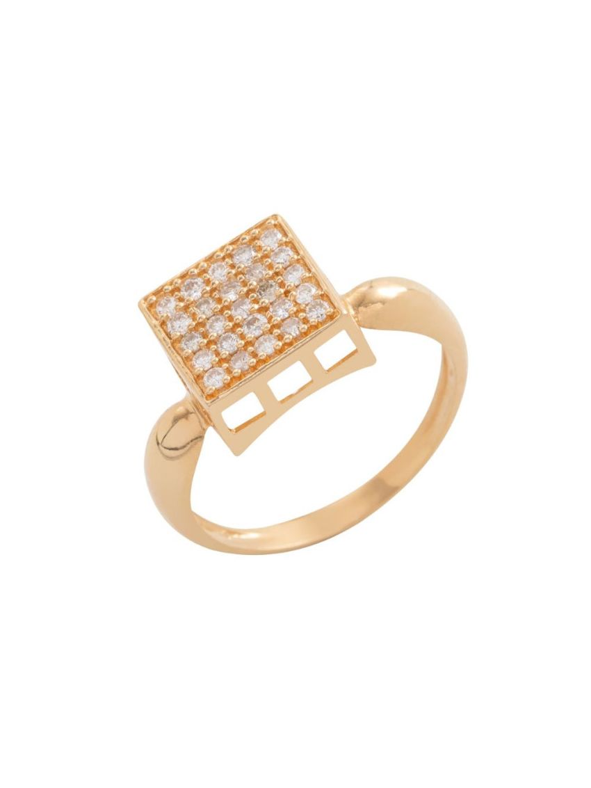 Anel Feminino de Ouro 18k Quadrado Médio