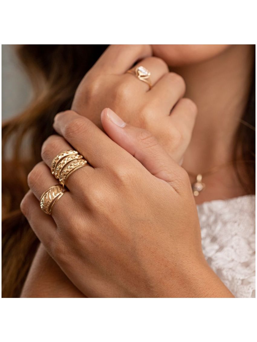 Anel Feminino de Ouro 18k Triplo