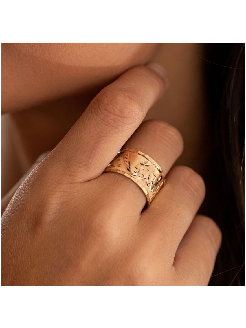 Anel Feminino de Ouro 18k Escrava com Borda