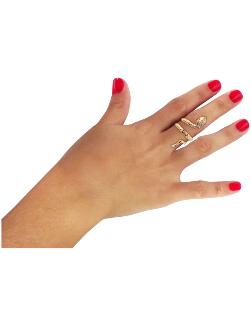 Anel de Ouro 18k Cobra Unissex com Rubi