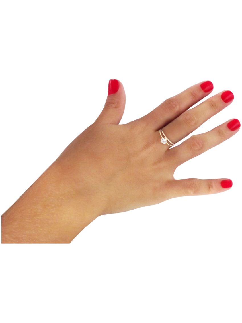 Anel de Ouro 18k Solitário com Pedra Zircônia