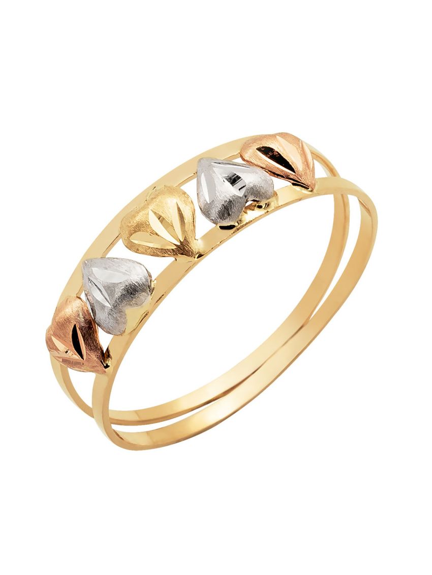 Anel de Ouro 5 Corações Feminino