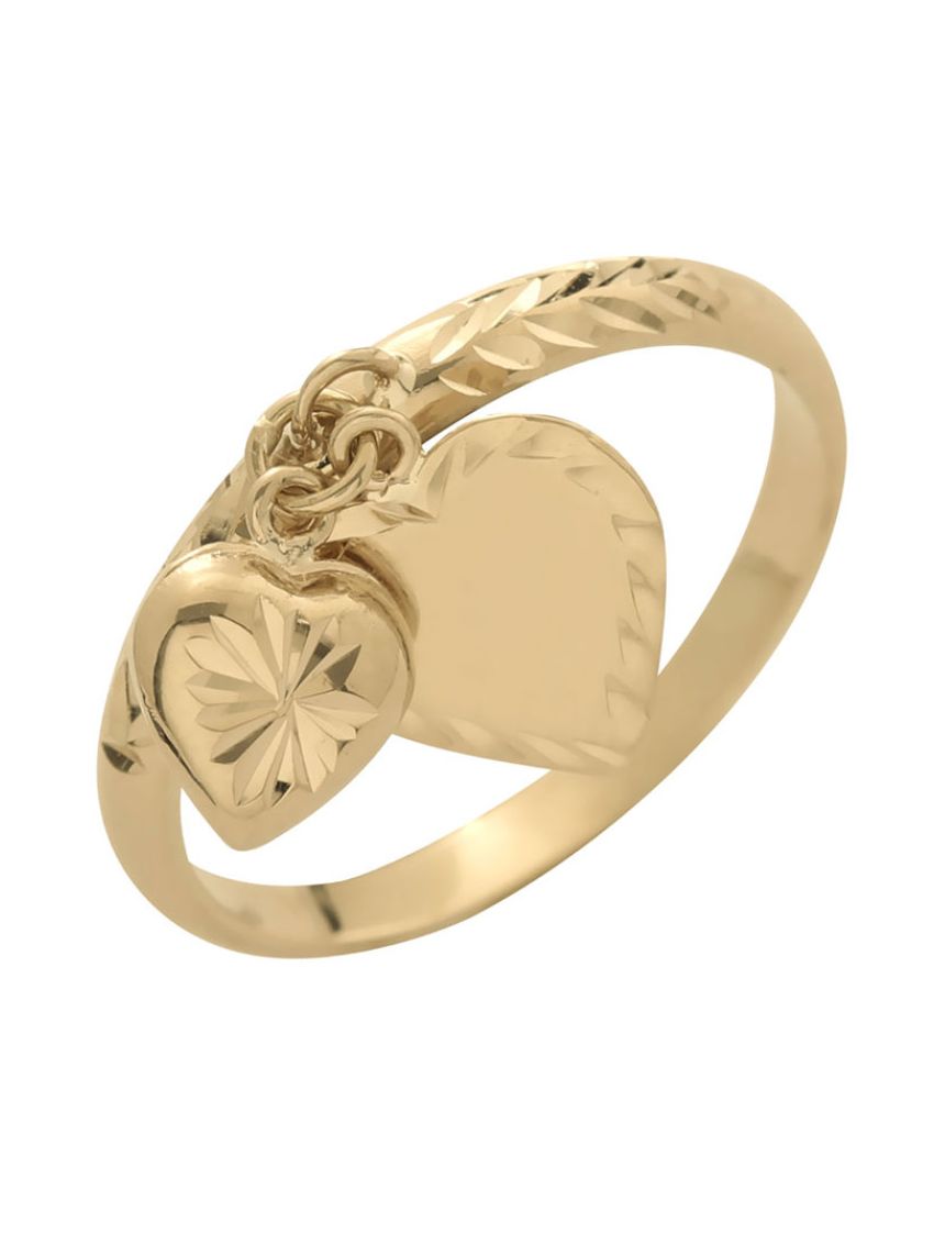 Anel de Ouro 18k com 2 Pingentes de Coração Cuore Bello