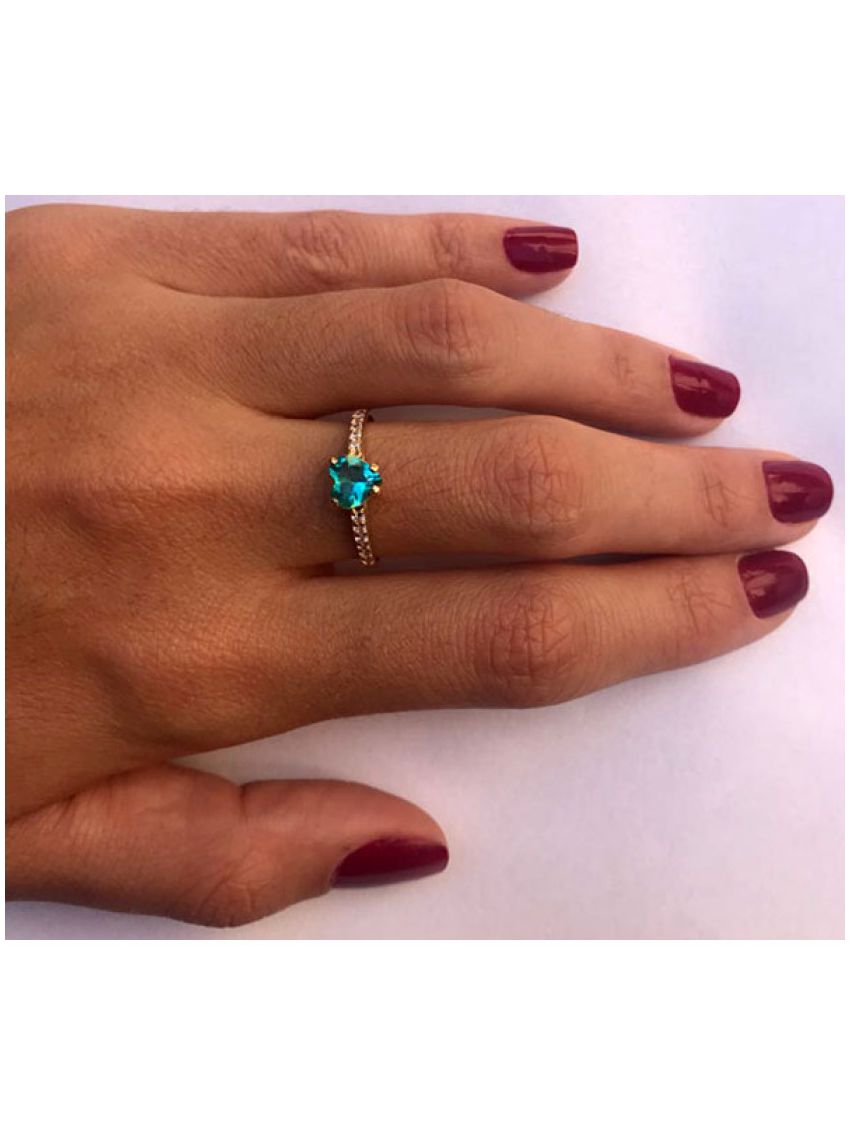 Anel de Ouro 18k com Coração de Zircônia