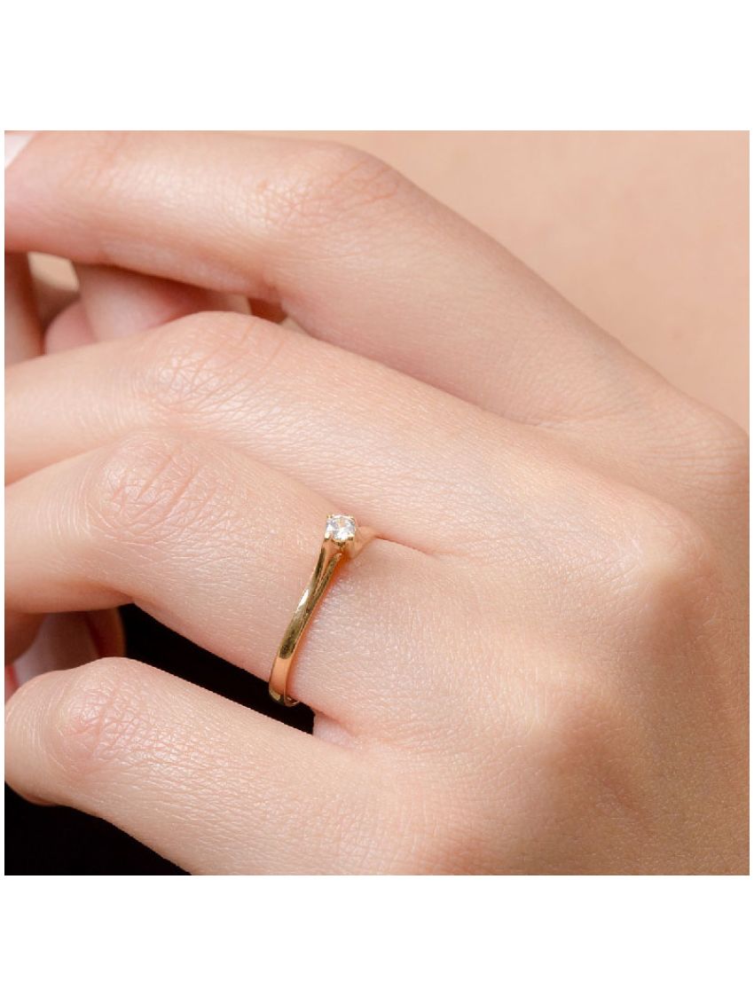 Anel de Ouro 18k Solitário Tazza Diamante de 3mm