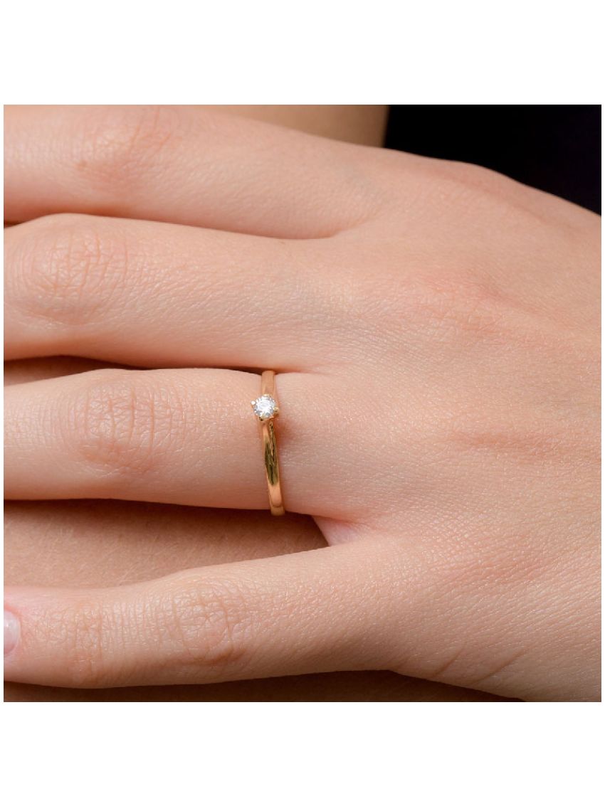 Anel de Ouro 18k Solitário Tazza Diamante de 3mm