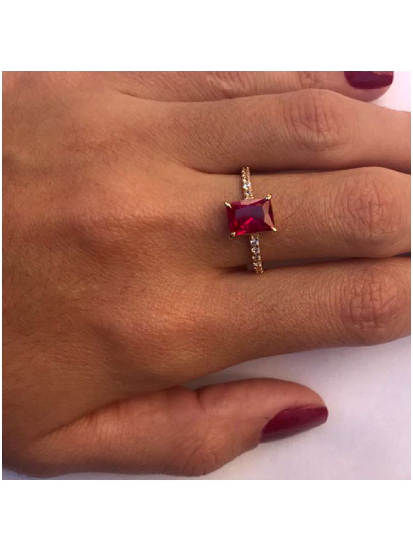 Anel de Ouro 18k Feminino com Zircônio Shine