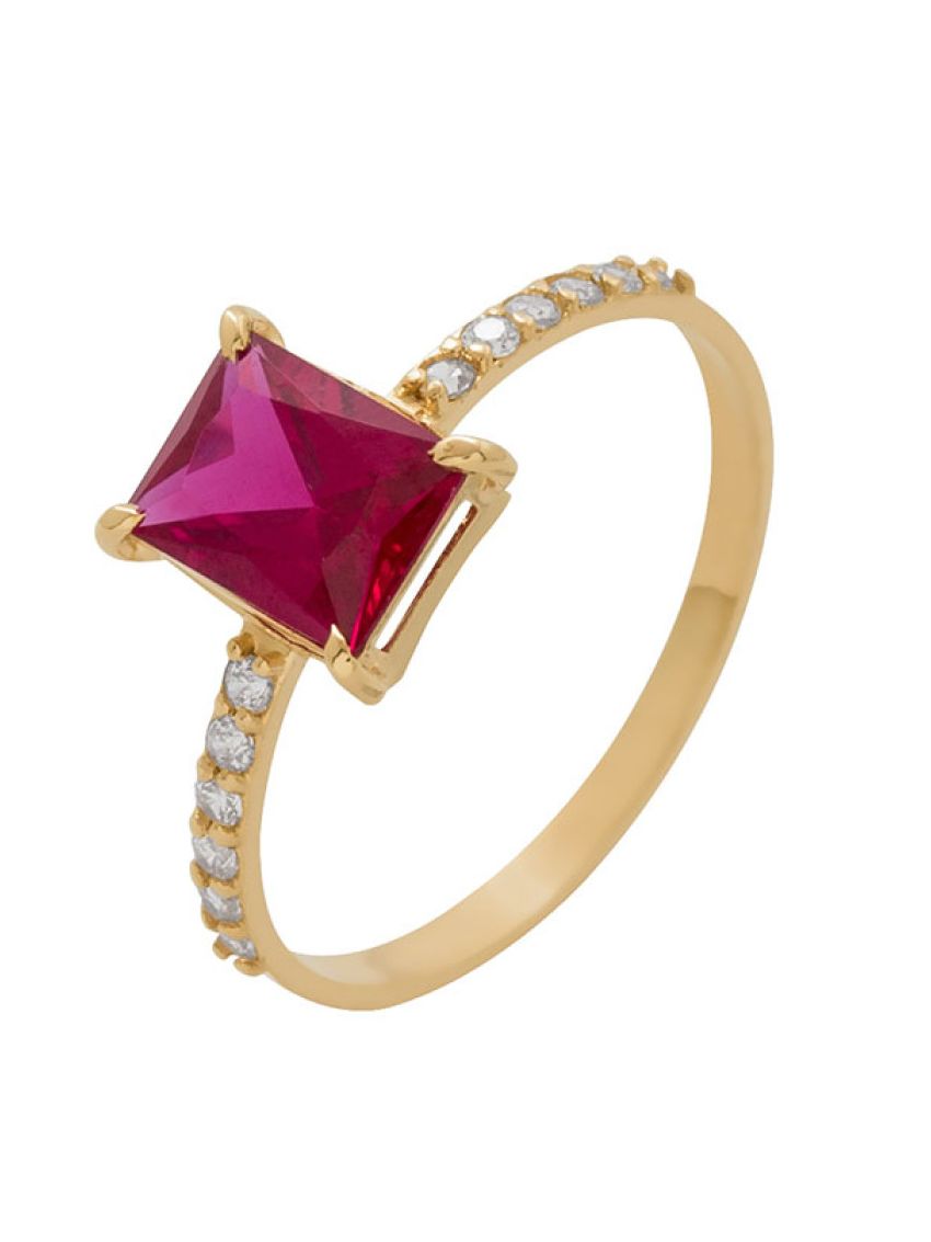 Anel de Ouro 18k Feminino com Zircônio Shine