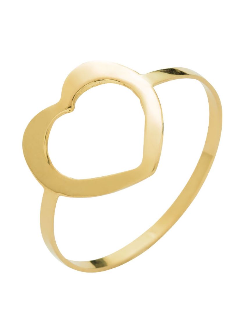 Anel de Ouro 18k Coração Vazado Médio