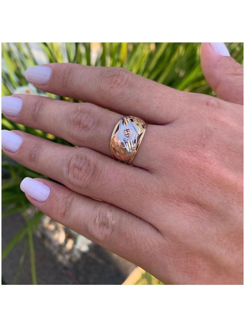 Anel de Ouro 18k Tricolor Feminino Buon Cuore