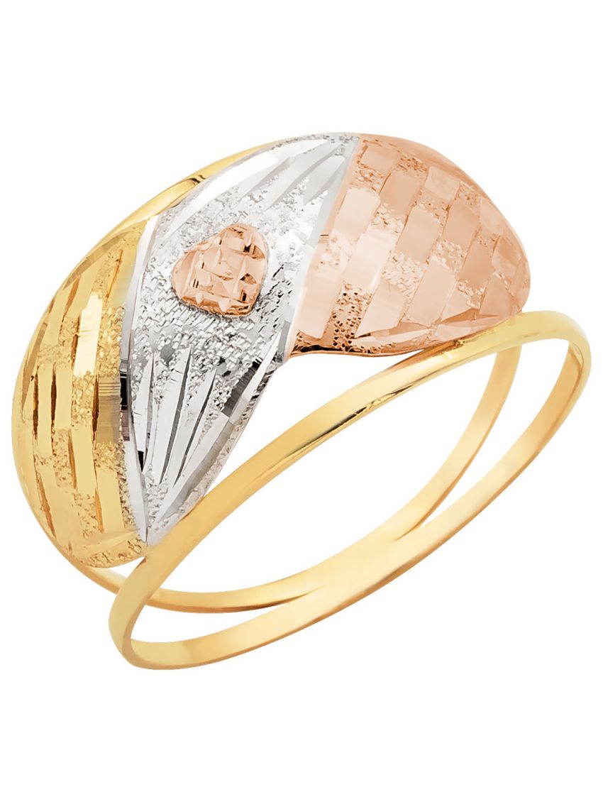 Anel de Ouro 18k Tricolor Feminino Buon Cuore