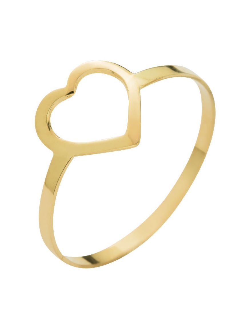 Anel De Ouro 18k Coração Vazado Delicado