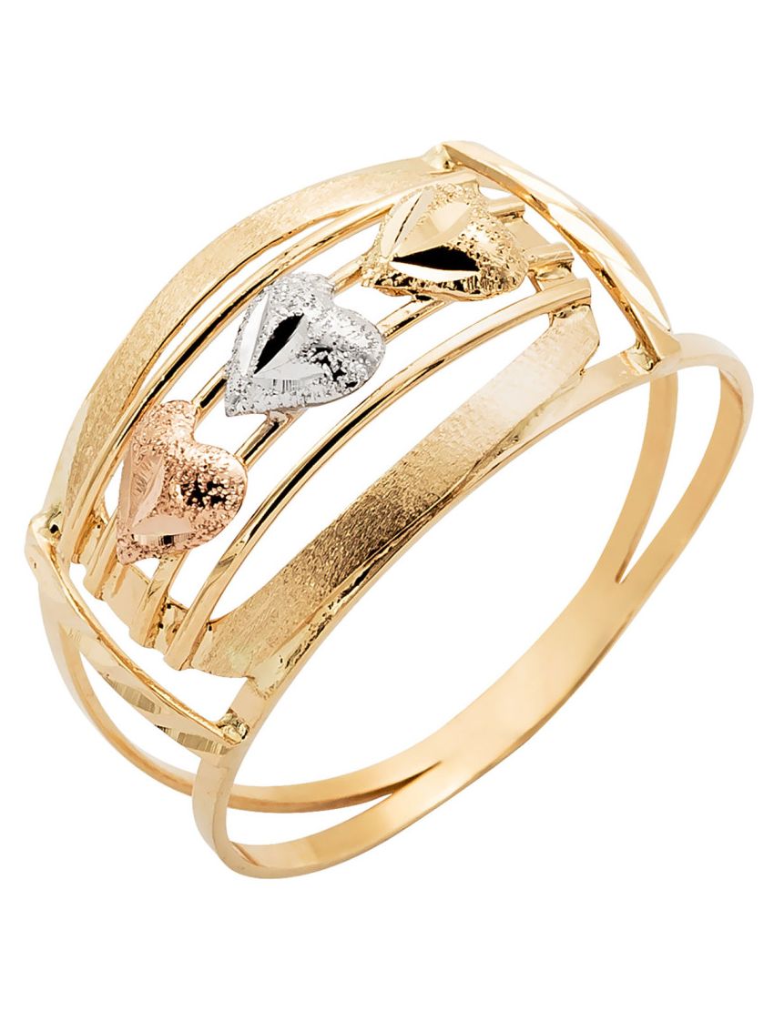 Anel de Ouro 18k Tricolor Feminino 