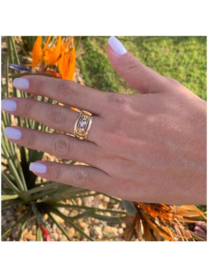 Anel de Ouro 18k Tricolor Feminino 