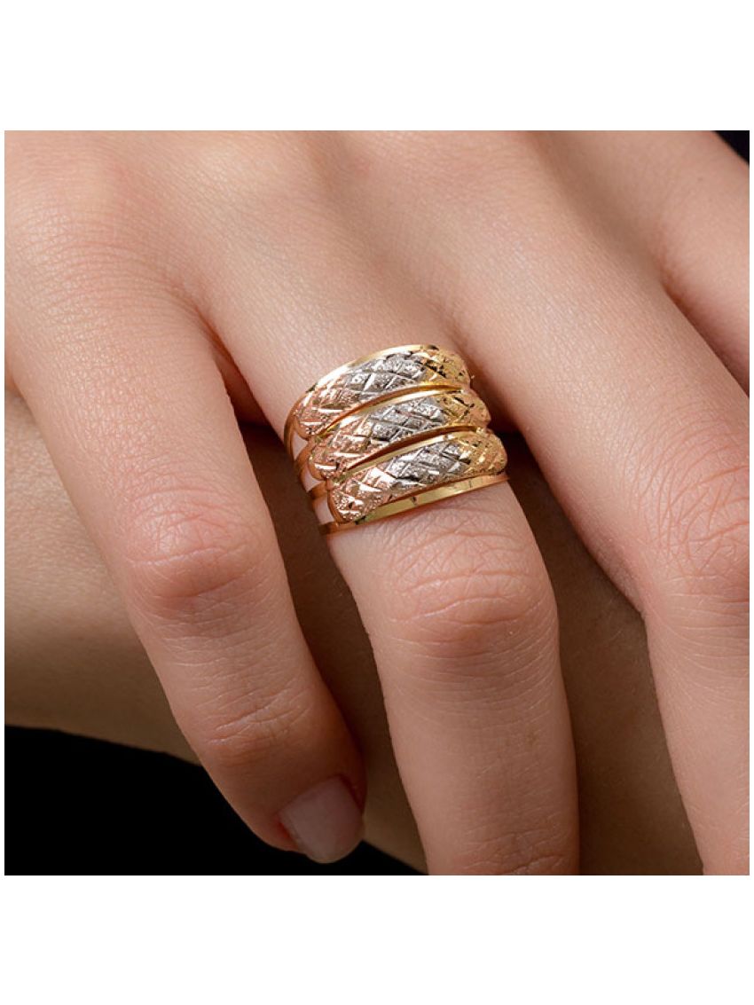 Anel de Ouro 18k Feminino Quattro Anelli