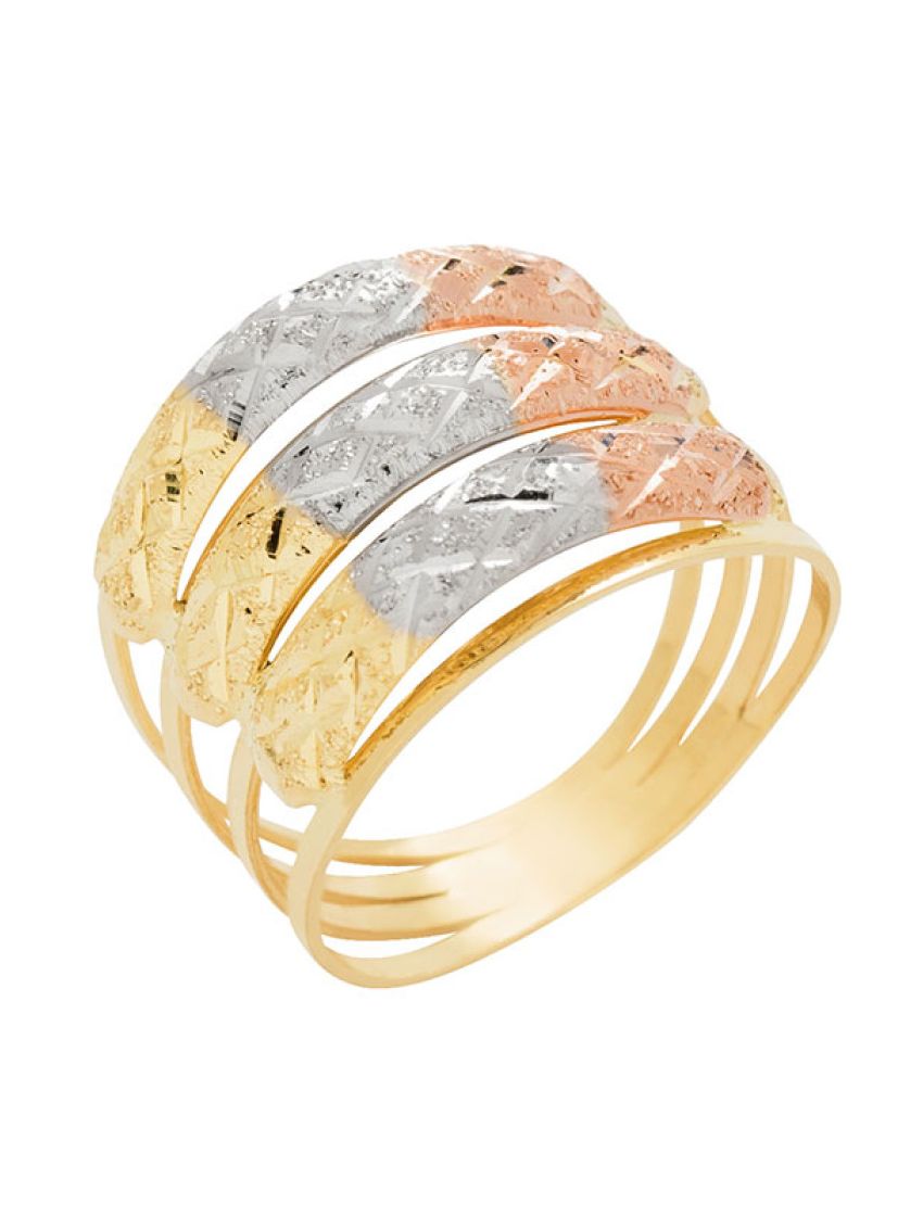 Anel de Ouro 18k Feminino Quattro Anelli
