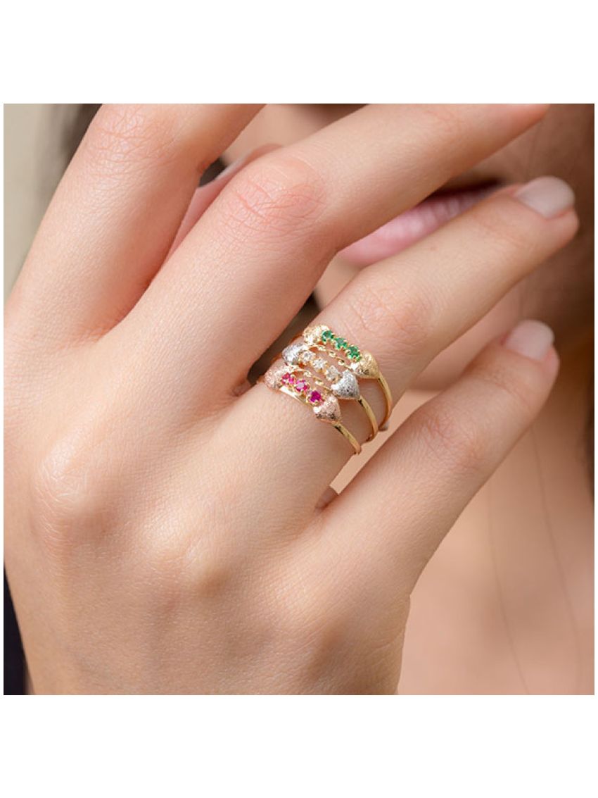 Anel de Ouro 18k Feminino Tricolor Amore del Cuore