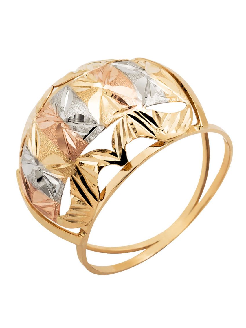 Anel de Ouro 18k Tricolor Feminino 3 Impero