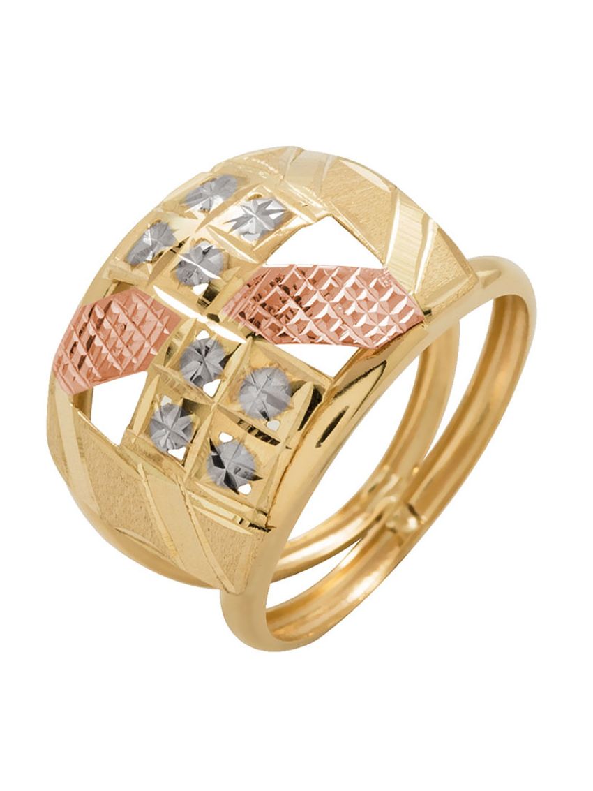 Anel de Ouro 18k Feminino Tricolor 