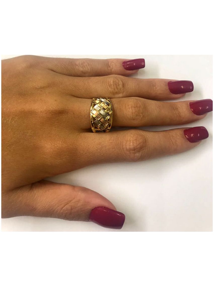 Anel Ouro Tricolor 18k Feminino Interlacciato