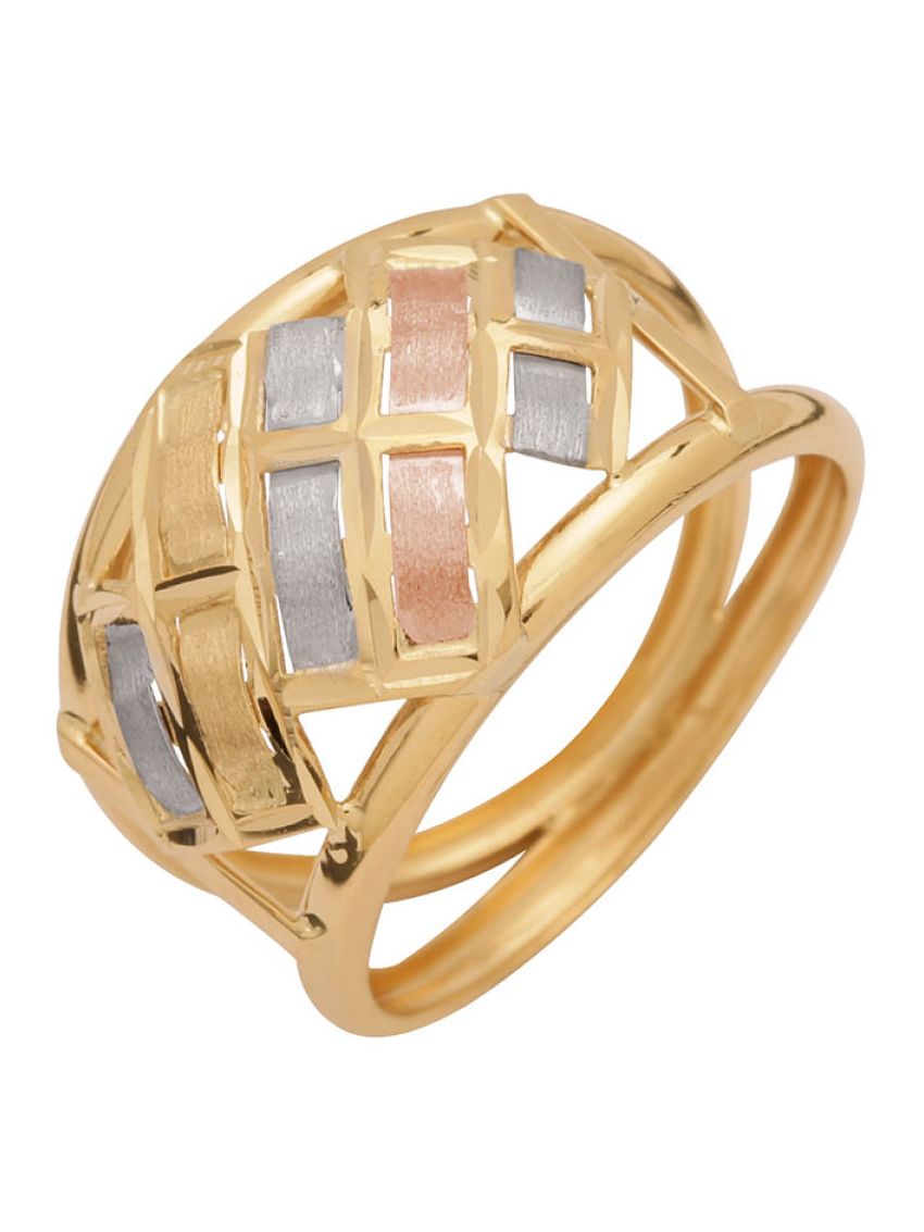 Anel Ouro Tricolor 18k Feminino Interlacciato
