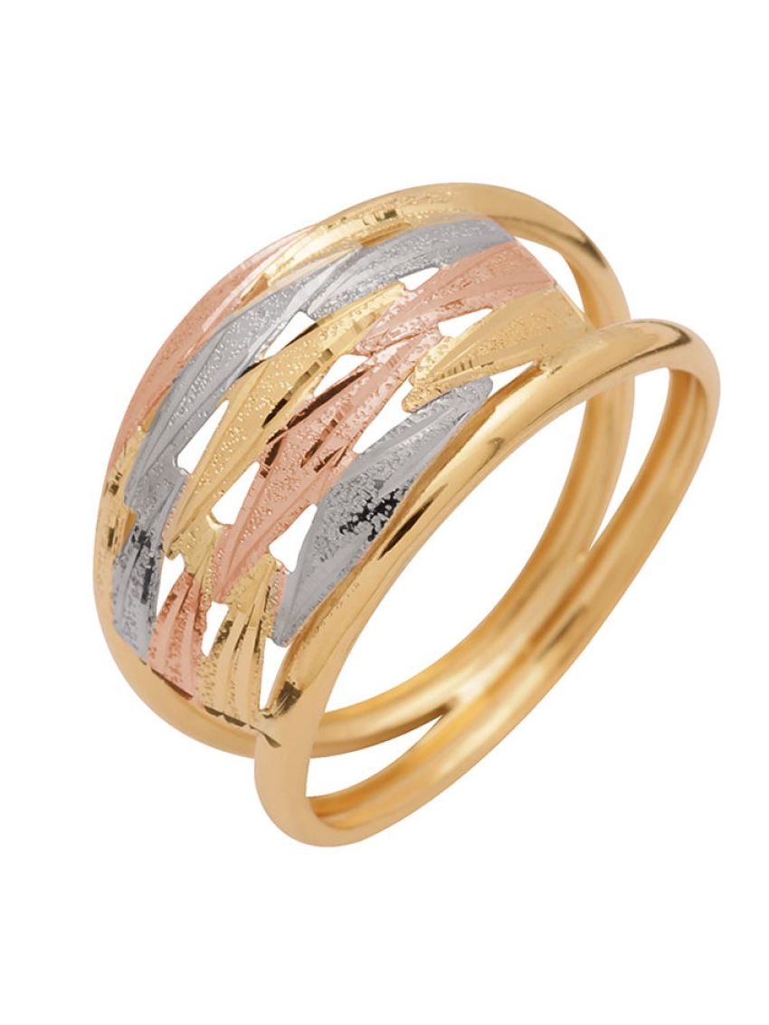 Anel Ouro 18k Tricolor Feminino Mattone