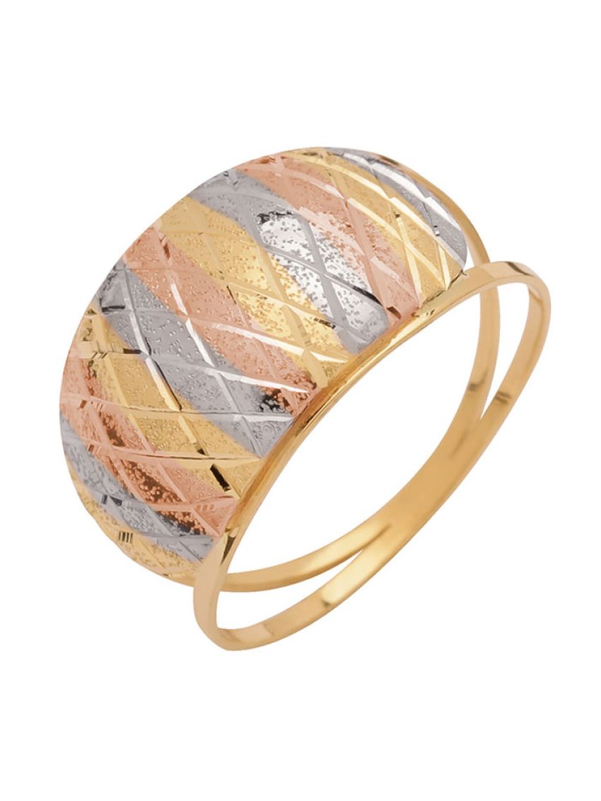 Anel De Ouro 18k Tricolor Feminino Piatto