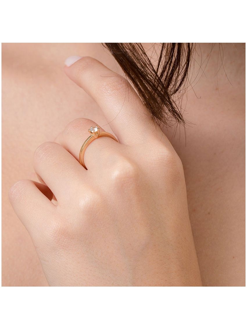 Anel de Ouro 18k Solitário com diamante Dream