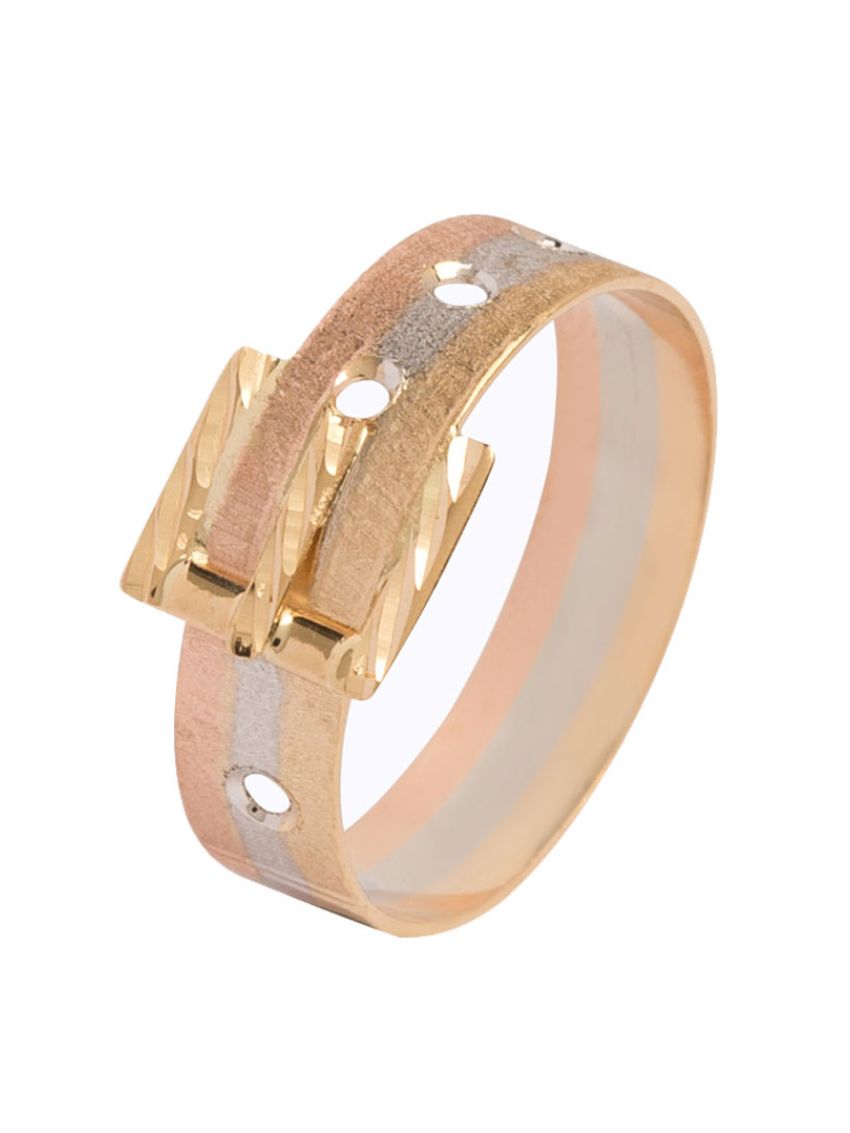 Anel de Ouro 18k Tricolor Feminino Cinto de Pai
