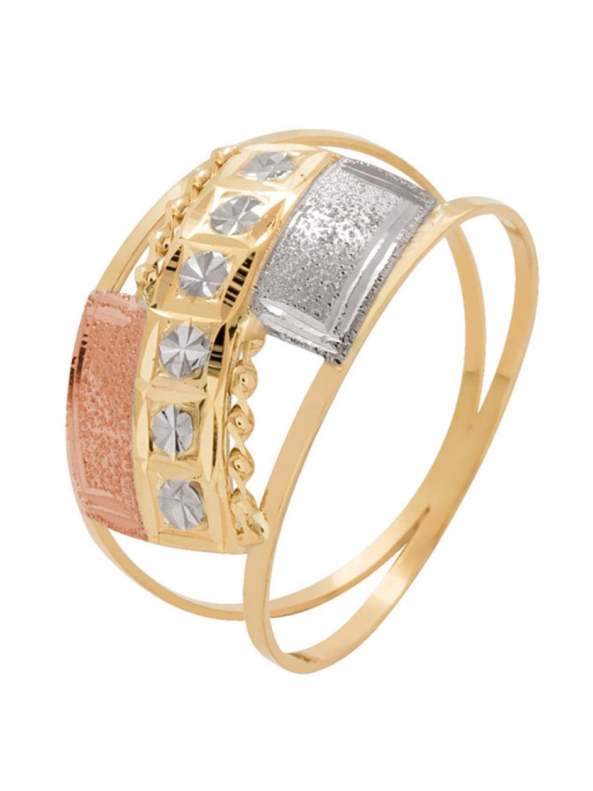Anel de Ouro 18k Tricolor Feminino Astratto