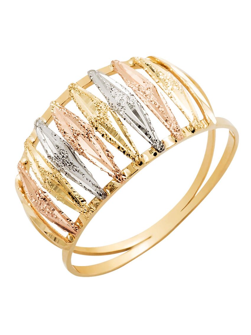 Anel de Ouro 18k Tricolor Feminino 