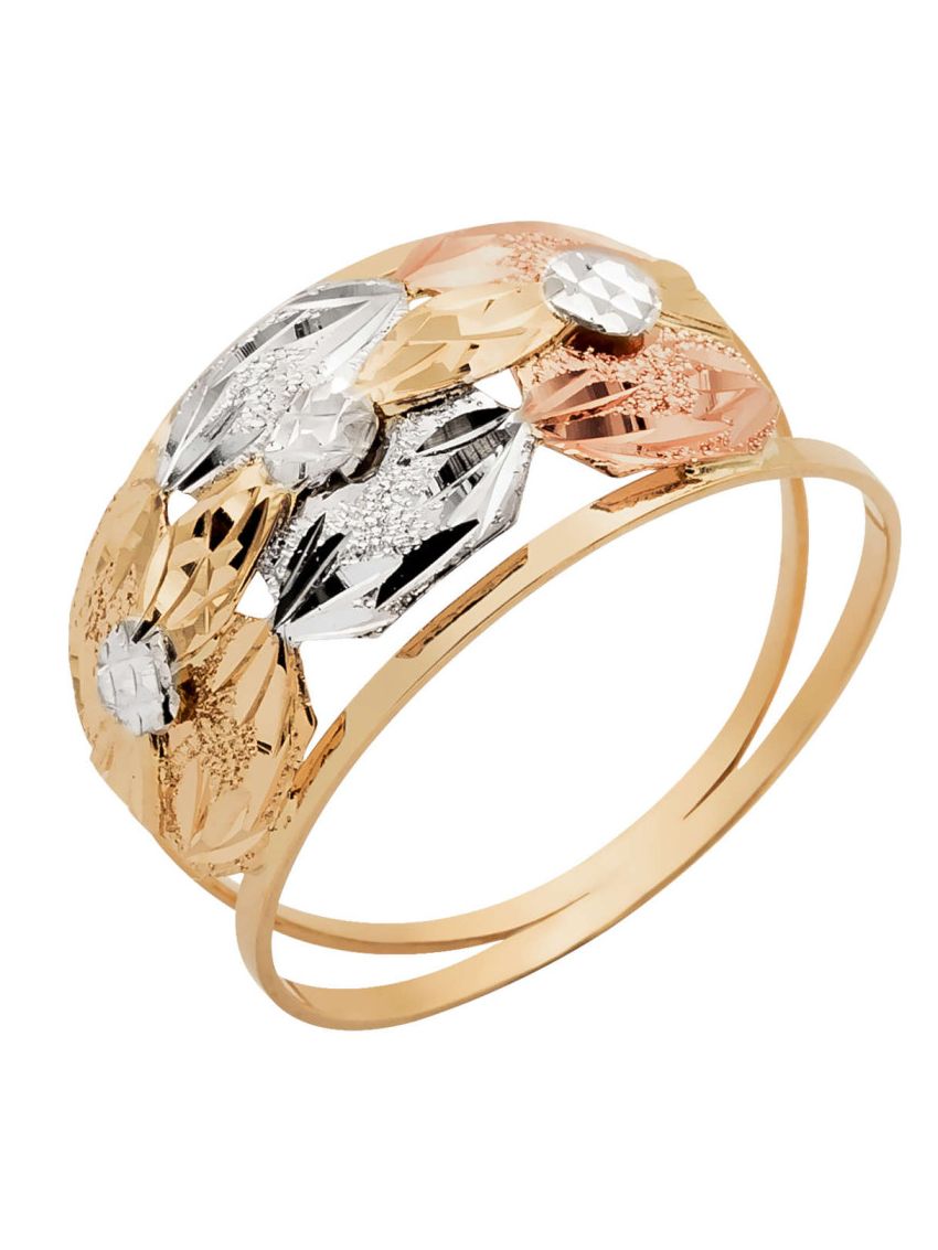 Anel de Ouro 18k Tricolor Feminino Giardino