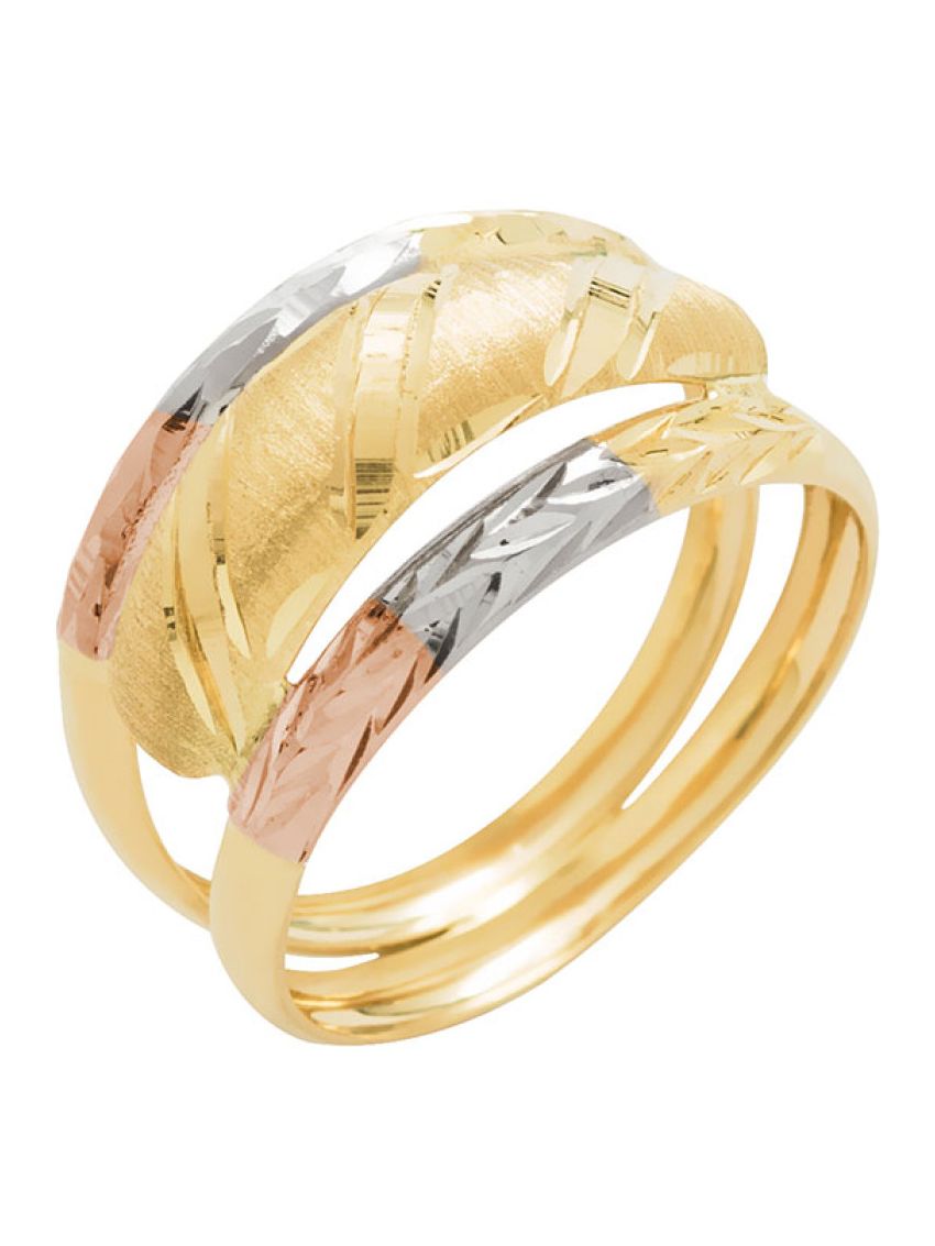 Anel de Ouro 18k Tricolor Feminino Miele