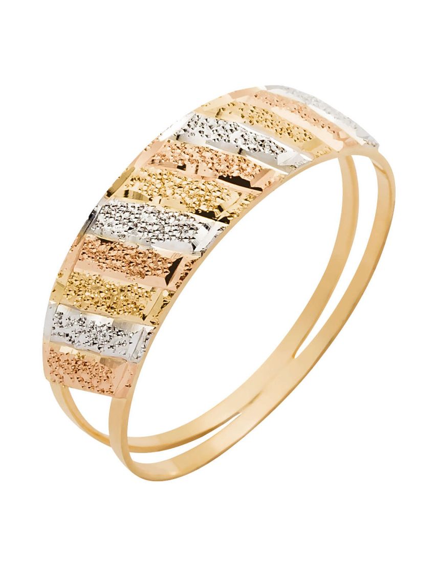 Anel de Ouro 18k Tricolor Feminino 