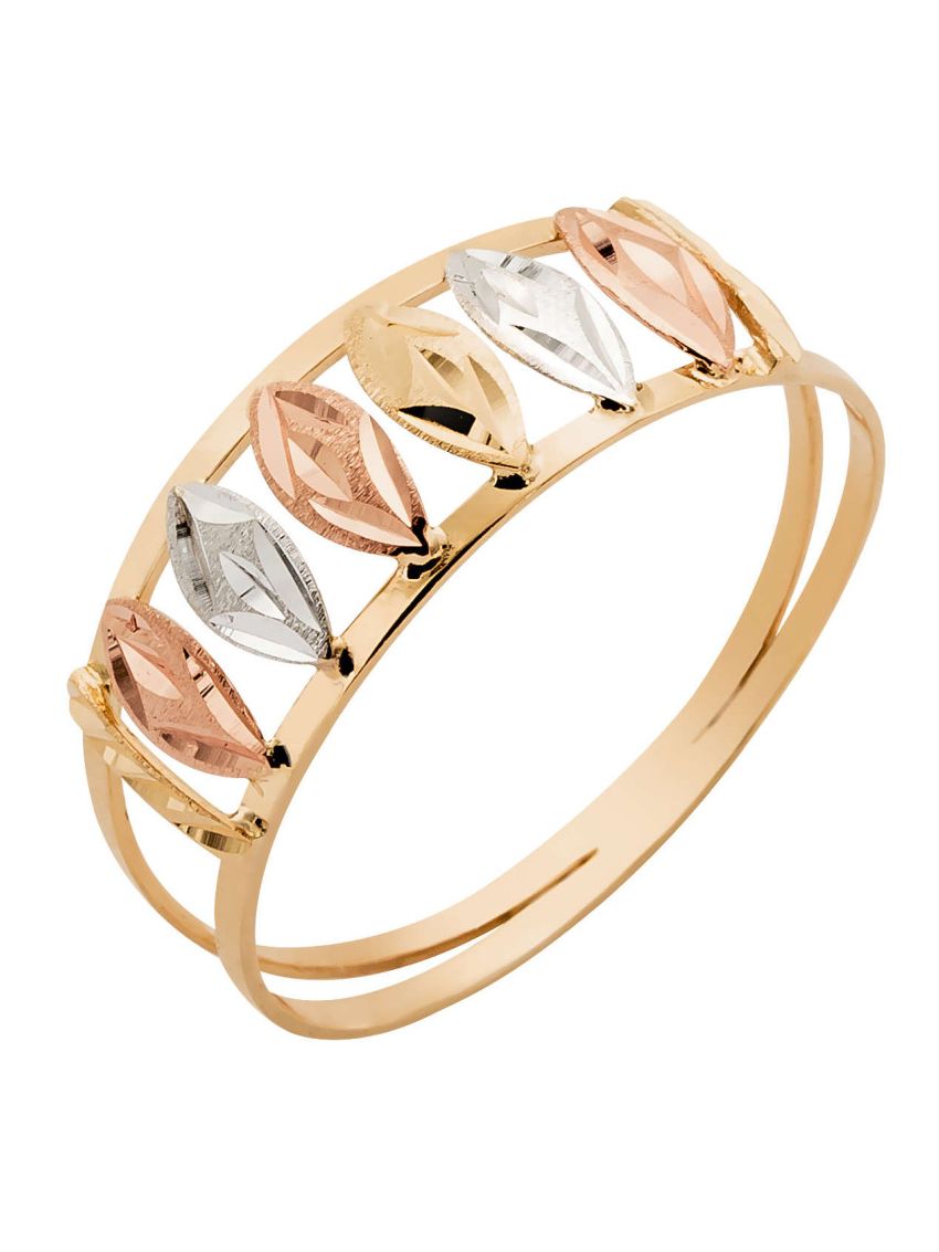 Anel de Ouro 18k Tricolor Feminino 